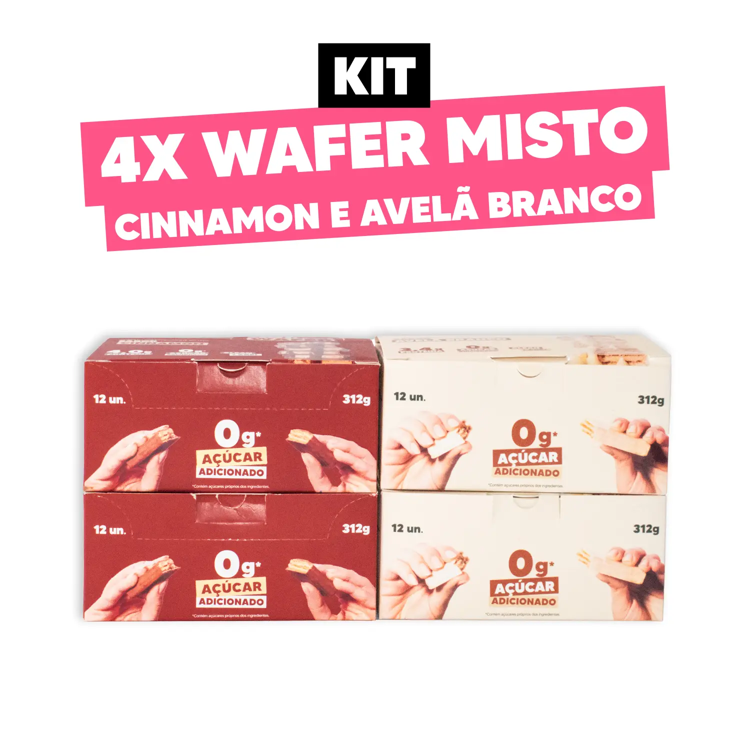 4x Wafer (Cinnamon + Avelã Branco)